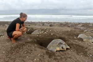 Denise with turtles